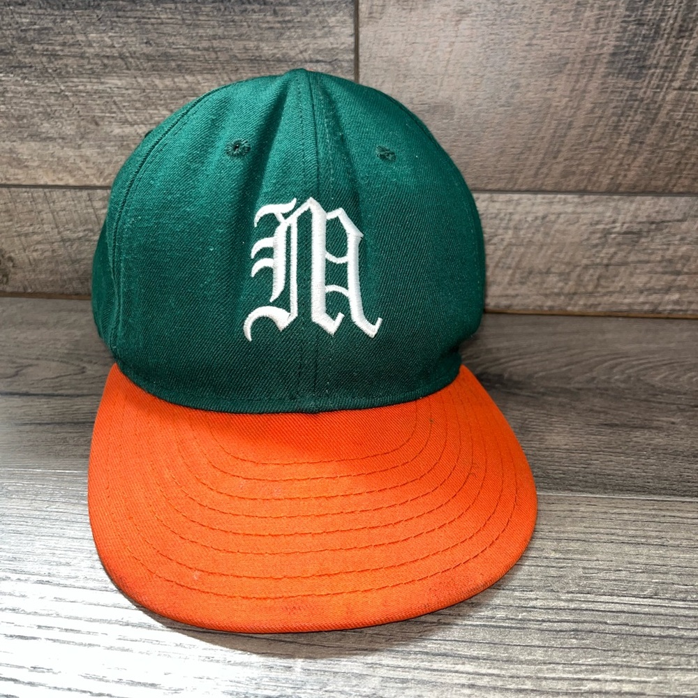 Vintage Miami Hurricanes FL Delong Made USA Fitted Baseball Hat Cap 7 1/4 script